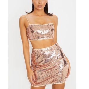 NYE rose gold sparkly two piece fit